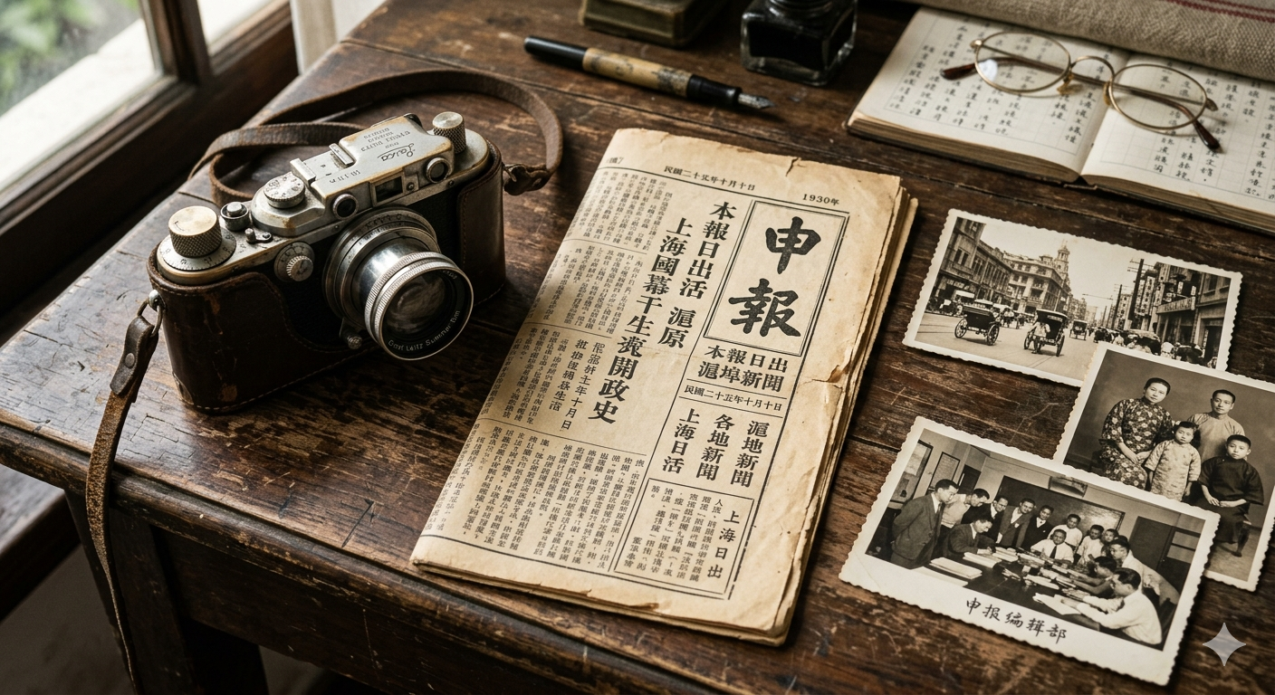 黑白历史照片装裱在相框中，照片内容为重要历史时刻，相框古朴典雅